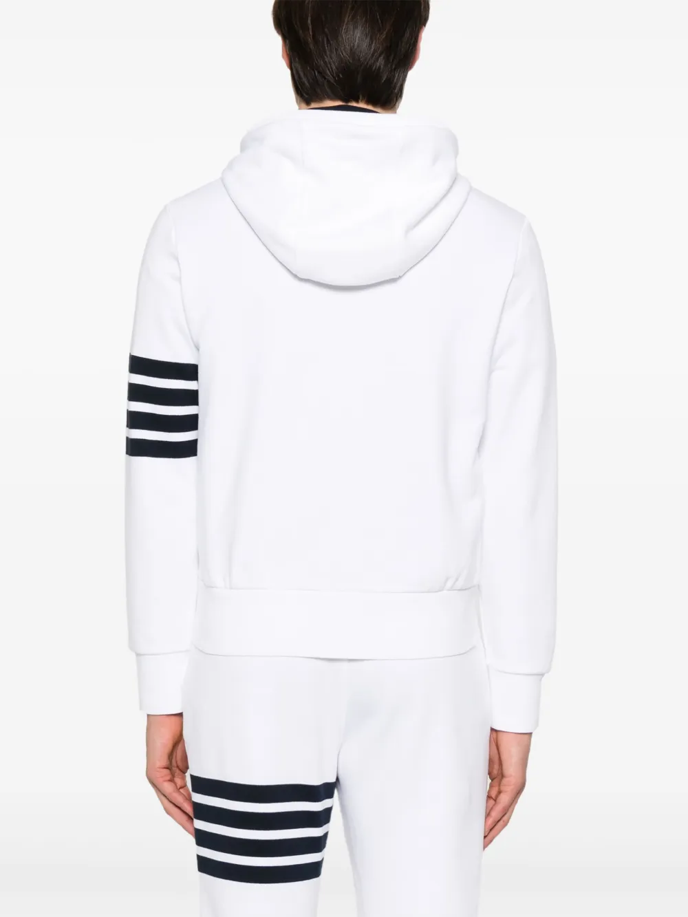 Thom Browne Hoodie met strepen en rits Wit