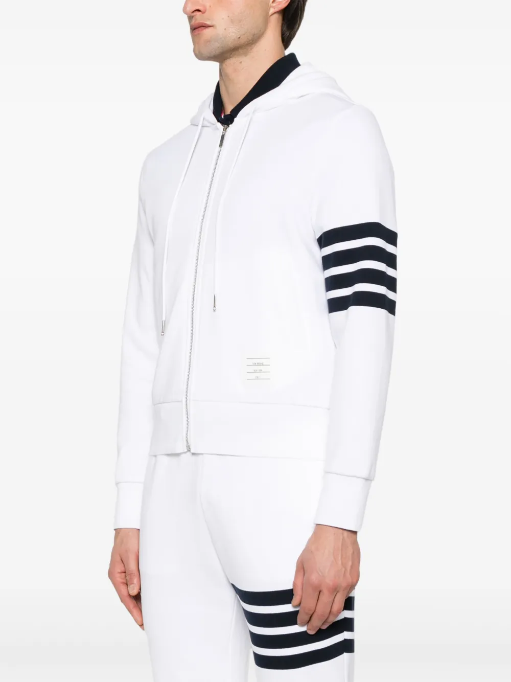 Thom Browne Hoodie met strepen en rits Wit