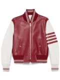 Thom Browne 4-bar leather bomber jacket - Red