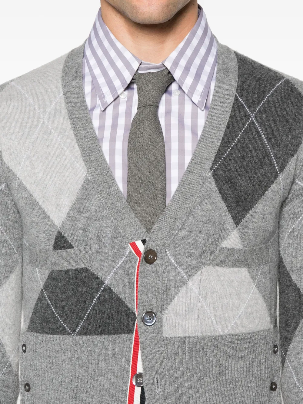 Thom Browne Kasjmier vest met argyle patroon Grijs