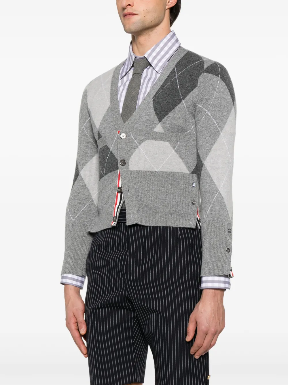 Thom Browne Kasjmier vest met argyle patroon Grijs