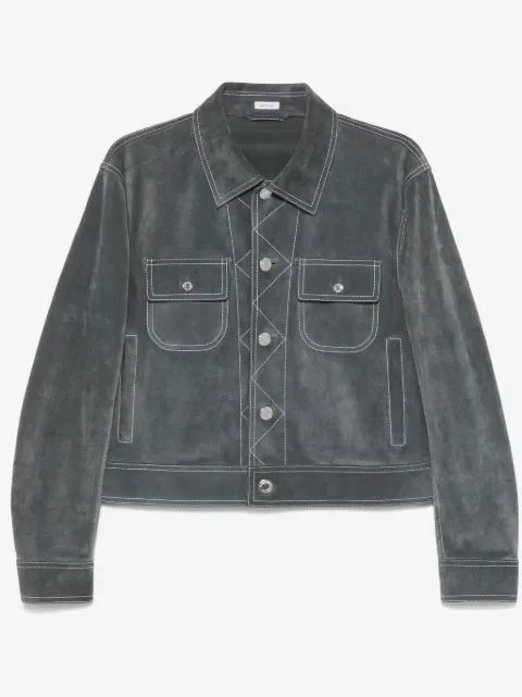 Thom Browne contrast-stitch suede jacket