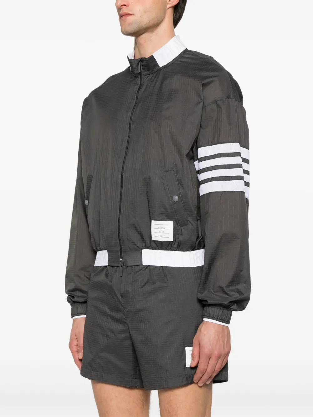Thom Browne Lichtgewicht jack met 4 strepen Grijs