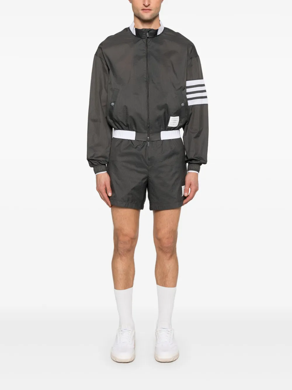Thom Browne Lichtgewicht jack met 4 strepen Grijs