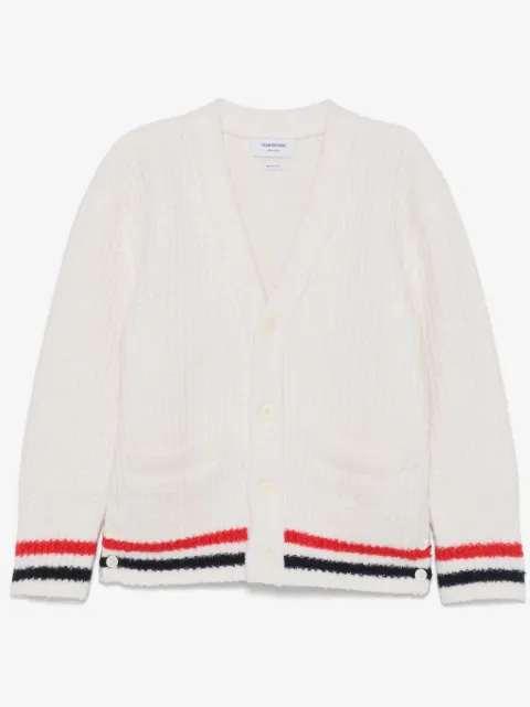 Thom Browne ribbed knit RWB stripe cardigan