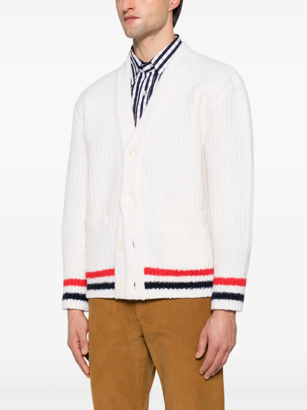 Thom Browne Ribgebreid vest met RWB-streep Wit