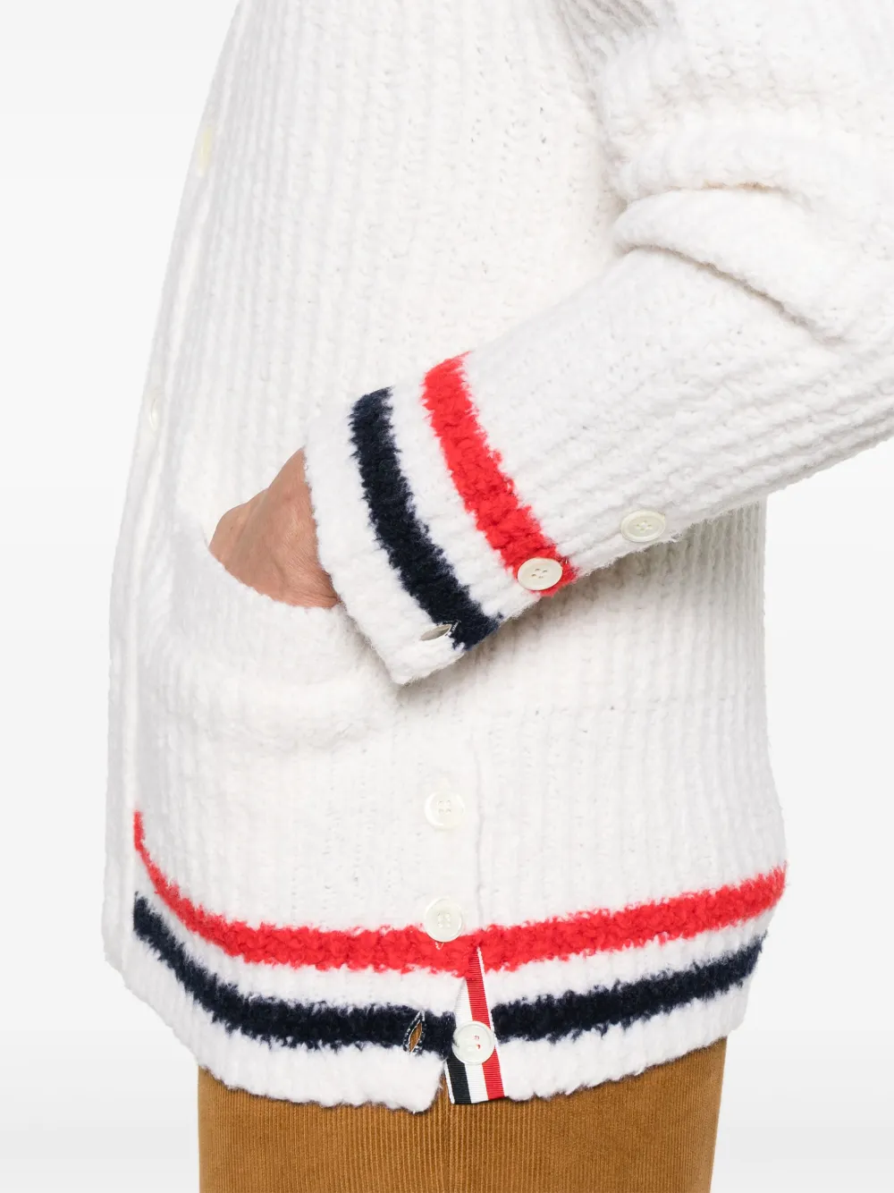 Thom Browne Ribgebreid vest met RWB-streep Wit