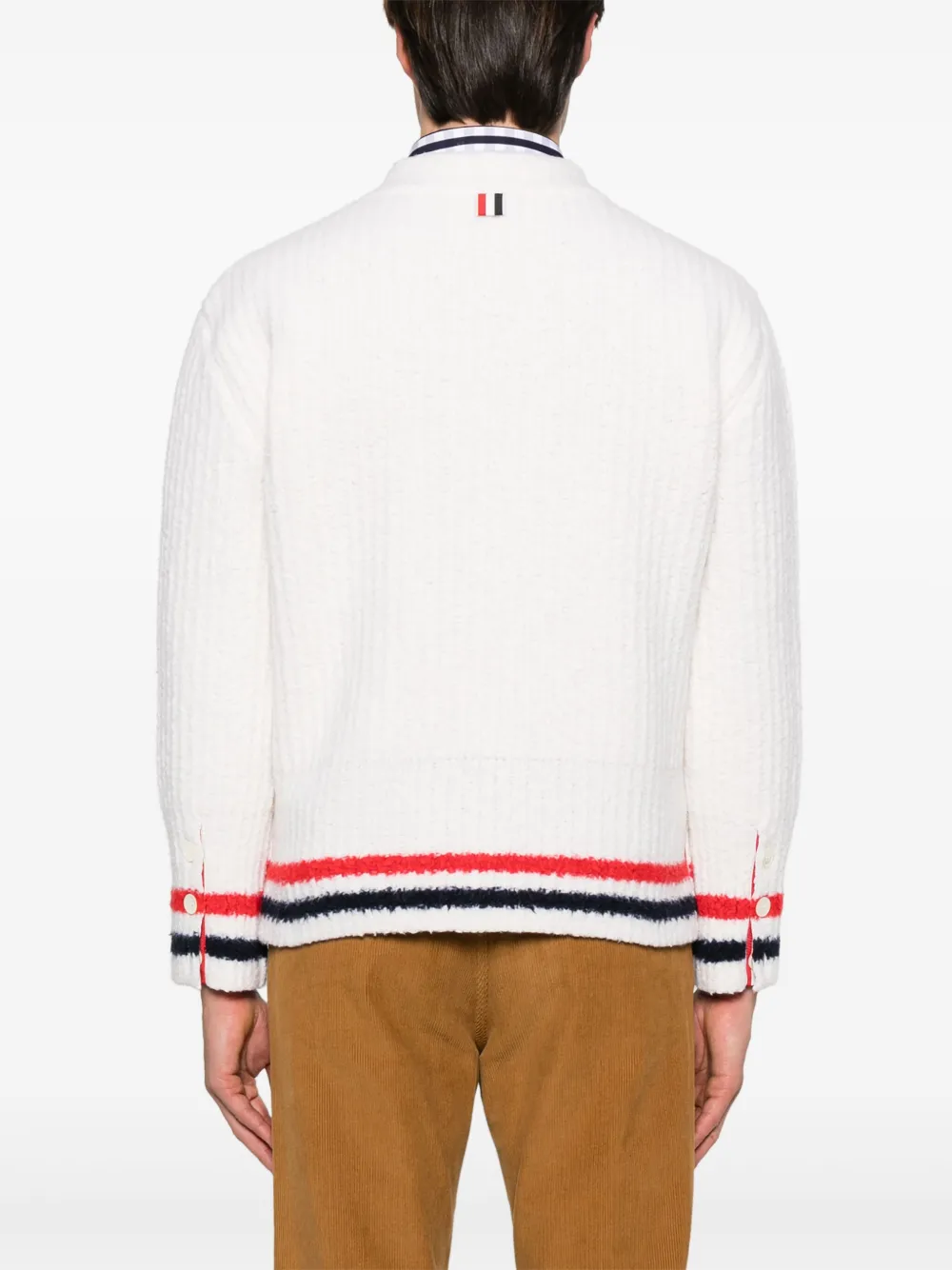 Thom Browne Ribgebreid vest met RWB-streep Wit