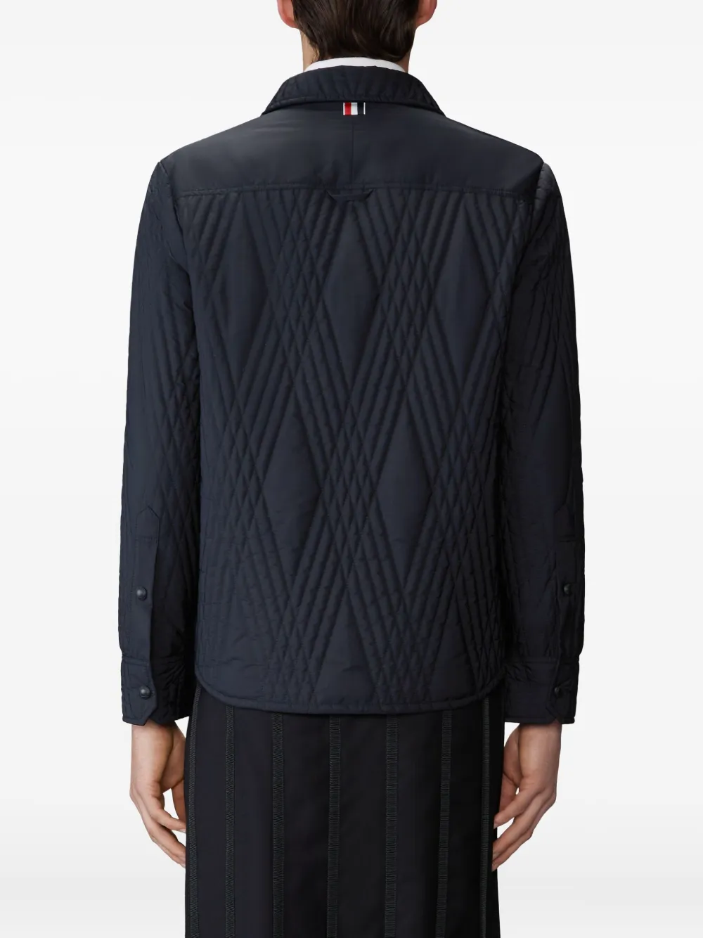 Thom Browne quilted diamond-pattern jacket Zwart
