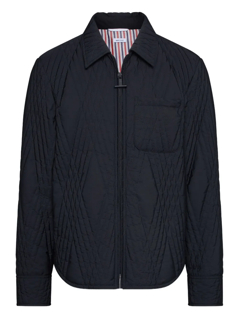 Thom Browne quilted diamond-pattern jacket Zwart