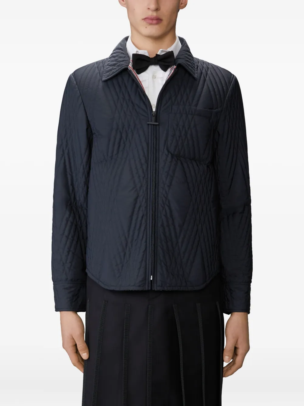 Thom Browne quilted diamond-pattern jacket Zwart