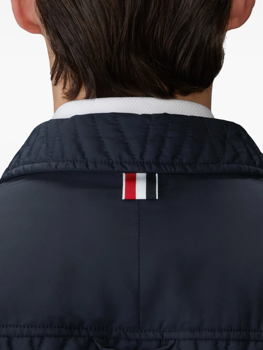 Thom Browne quilted diamond-pattern jacket Zwart