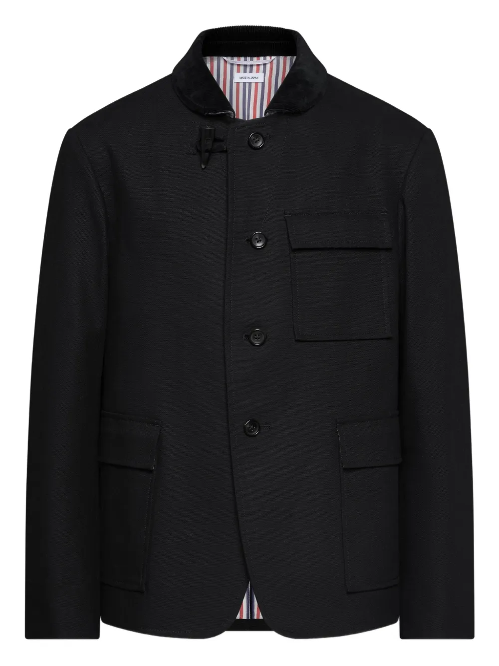 Thom Browne Velvet-collared Patch-pocket Jacket In Animal Print