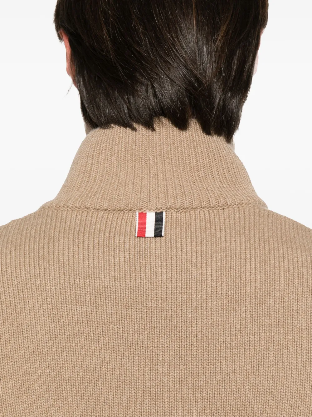 Thom Browne Intarsia trui met halve rits Bruin