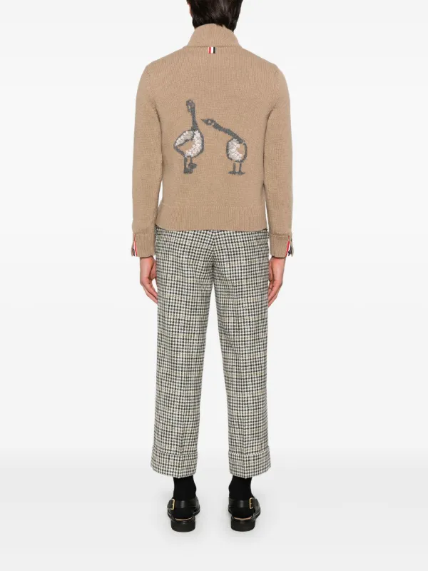 Thom Browne Intarsia half-zip Sweater | Brown | FARFETCH