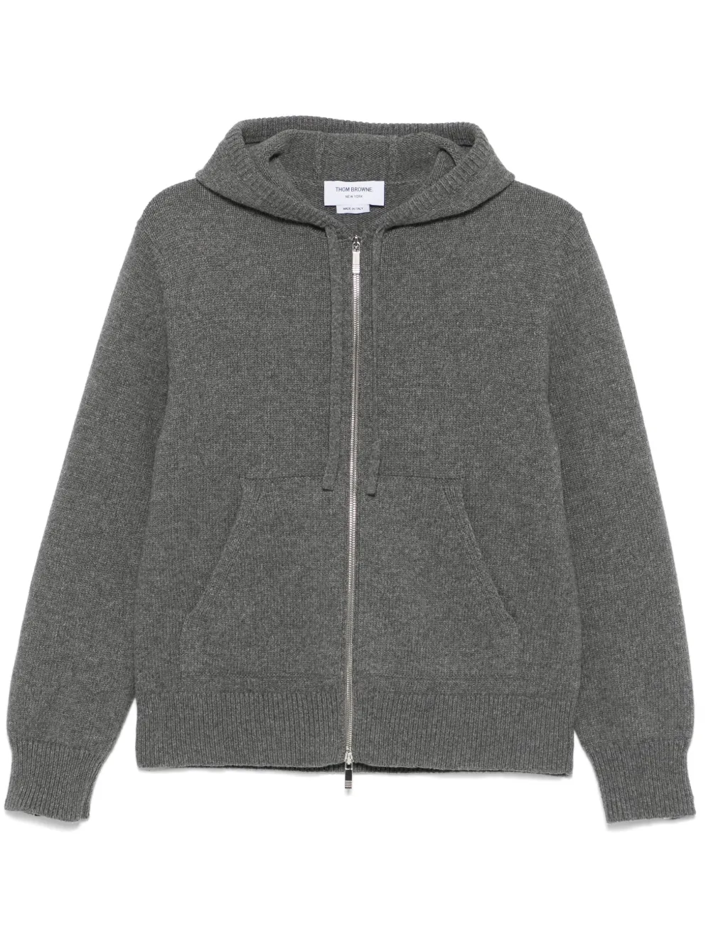 Thom Browne Intarsia hoodie met rits Grijs