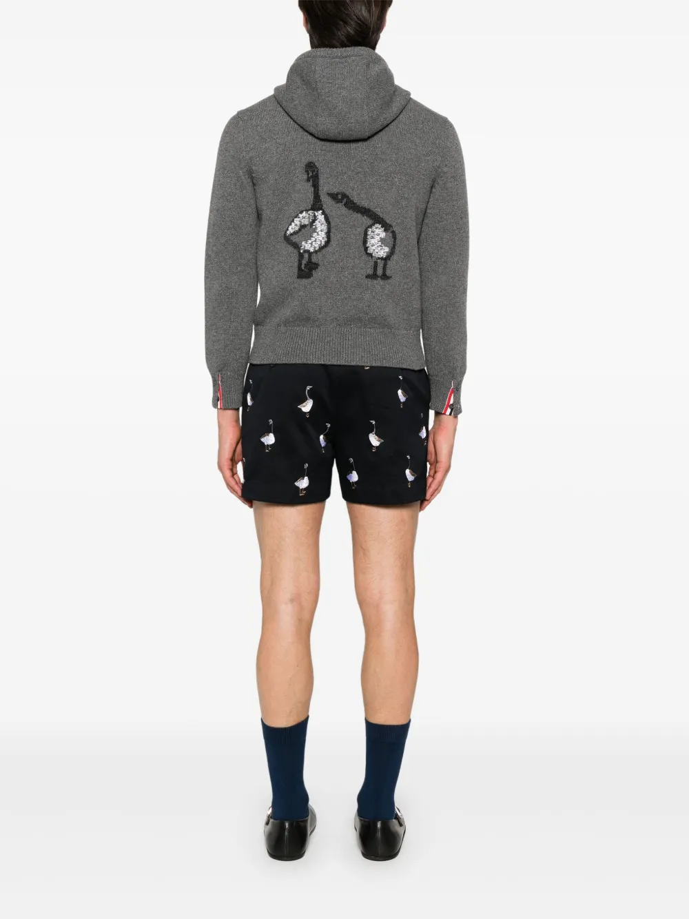 Thom Browne Intarsia hoodie met rits Grijs