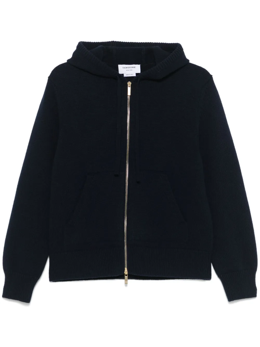 Thom Browne Hoodie met rits en ganzen intarsia Zwart