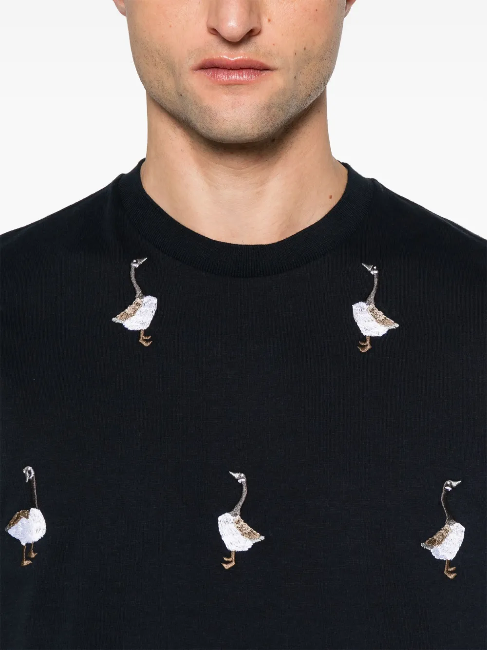 Thom Browne T-shirt met geborduurd patroon Blauw