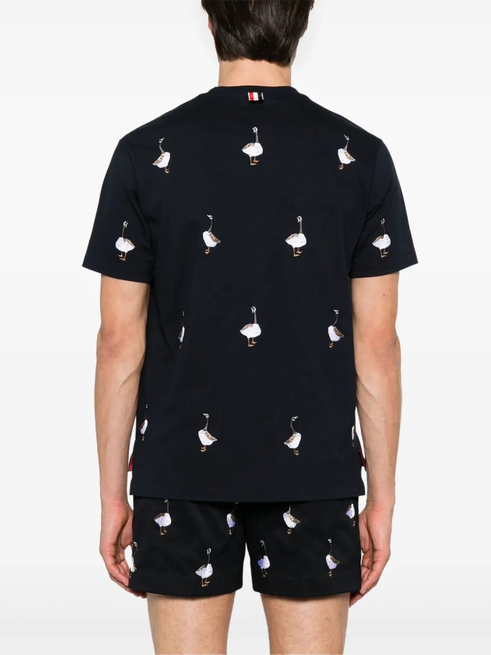 Thom Browne T-shirt met geborduurd patroon Blauw