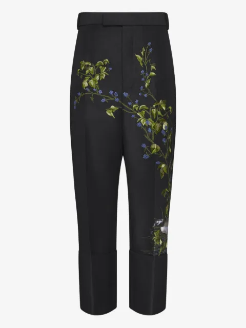 Thom Browne goose scenic satin stitch wool chino trousers