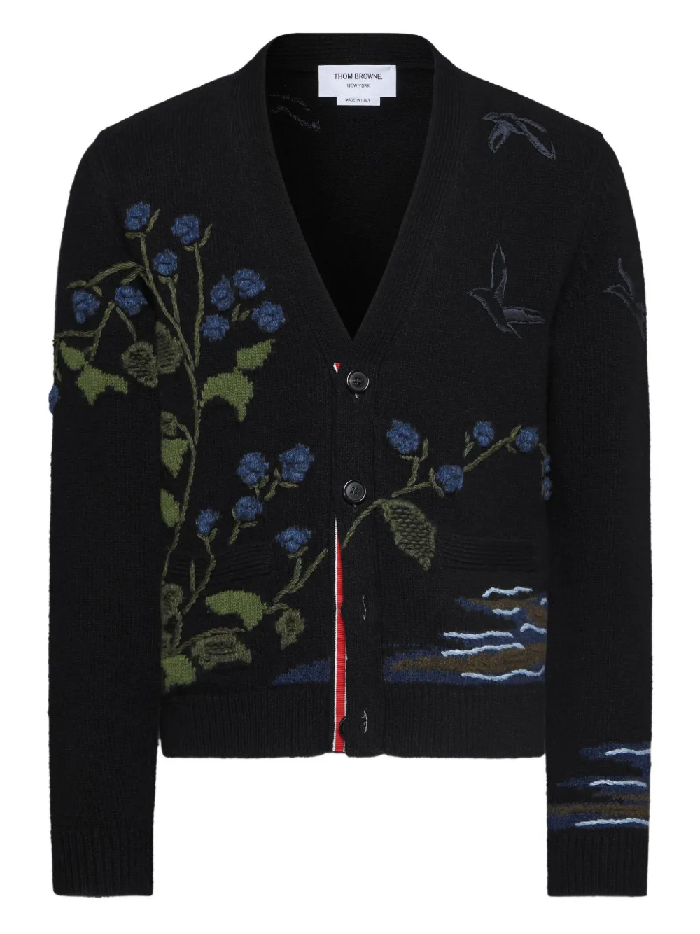 Thom Browne インターシャニット カーディガン - ブラック Thom Browne インターシャニット カーディガン - ブラック