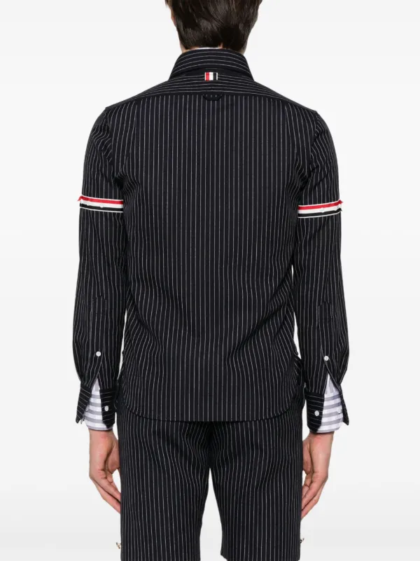 Thom Browne ストライプ ジップアップ シャツ | ブルー | FARFETCH JP