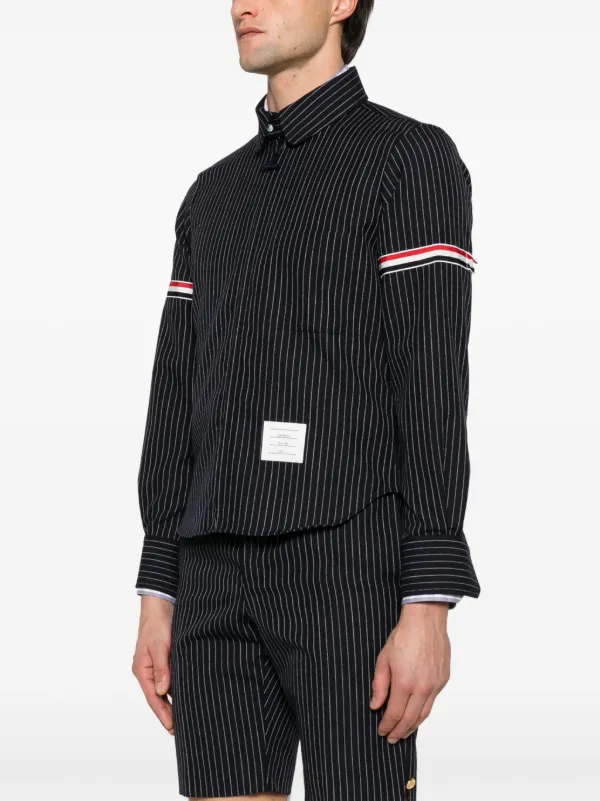 Thom Browne ストライプ ジップアップ シャツ | ブルー | FARFETCH JP