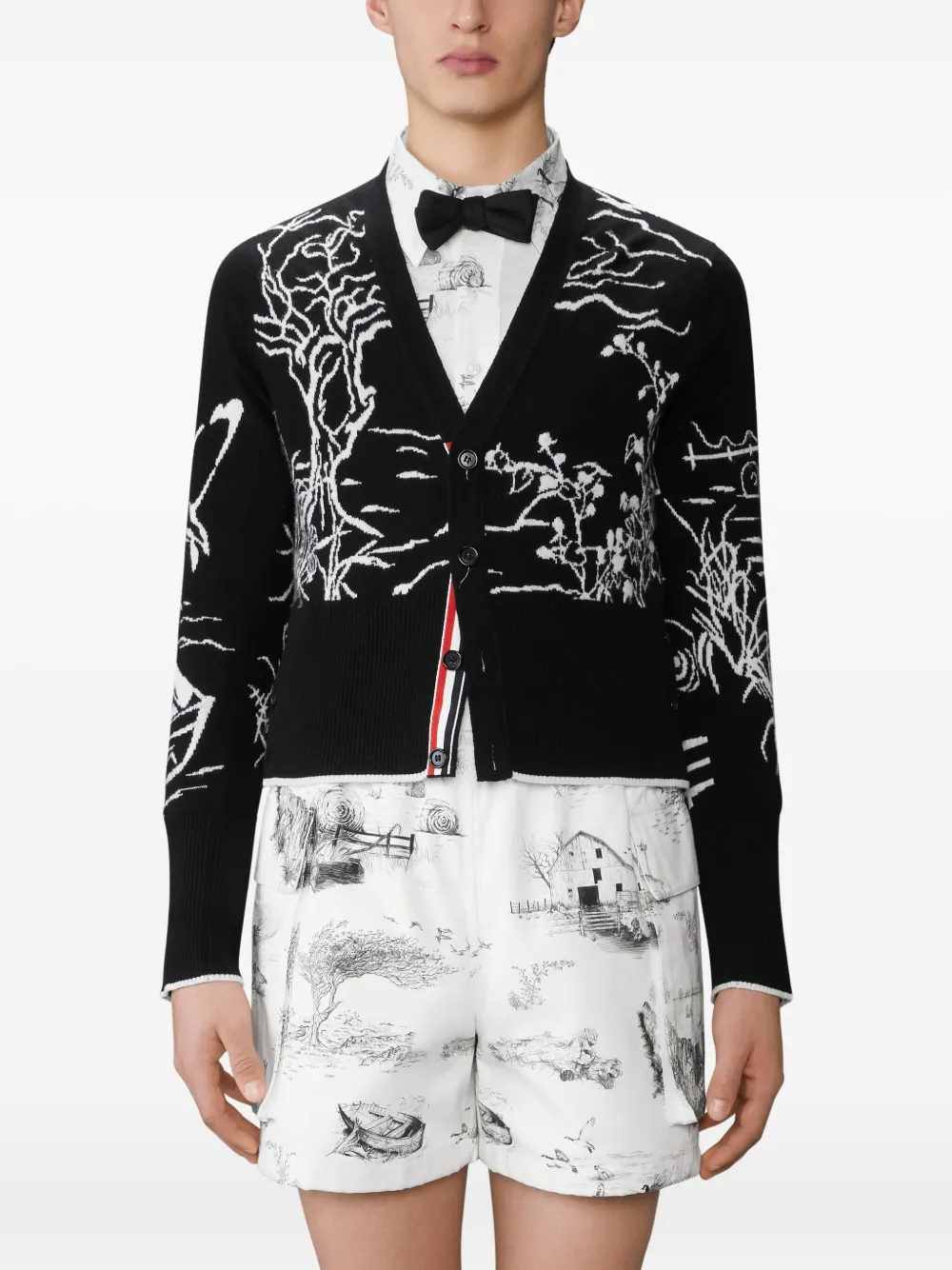 Thom Browne Scenic intarsia vest Zwart