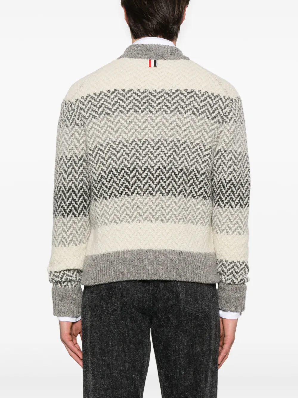 Thom Browne Gestreept bomberjack met visgraatpatroon jacquard Grijs