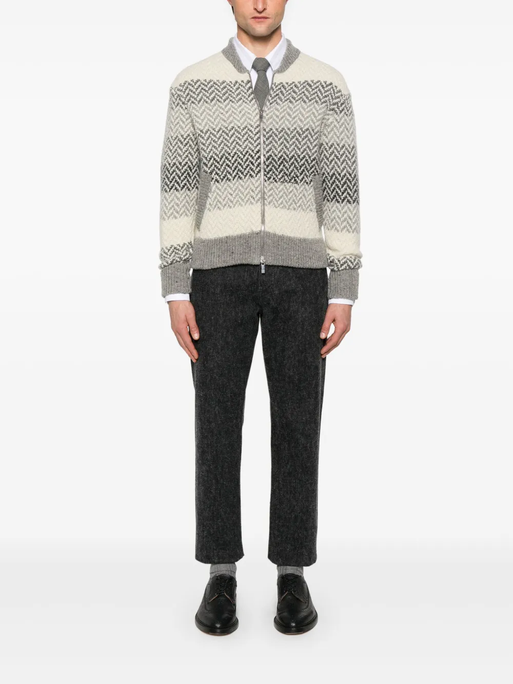 Thom Browne striped herringbone jacquard bomber jacket | Bomber Jackets | Image 2