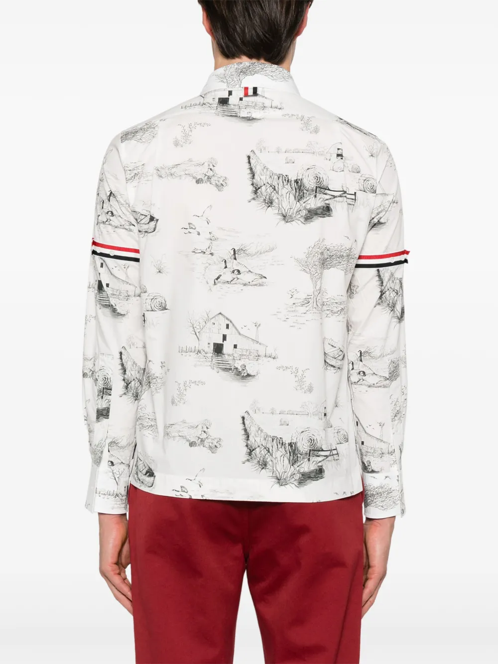 Thom Browne Scenic Toile-print Cotton Shirt In White
