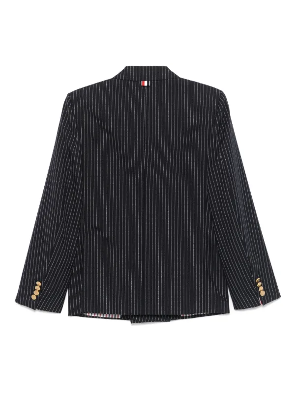 【関税&送料込】Thom Browne Navy Pinstripe Wool Blazer Thom Browne Pinstripe Wool Blazer | Blue | FARFETCH