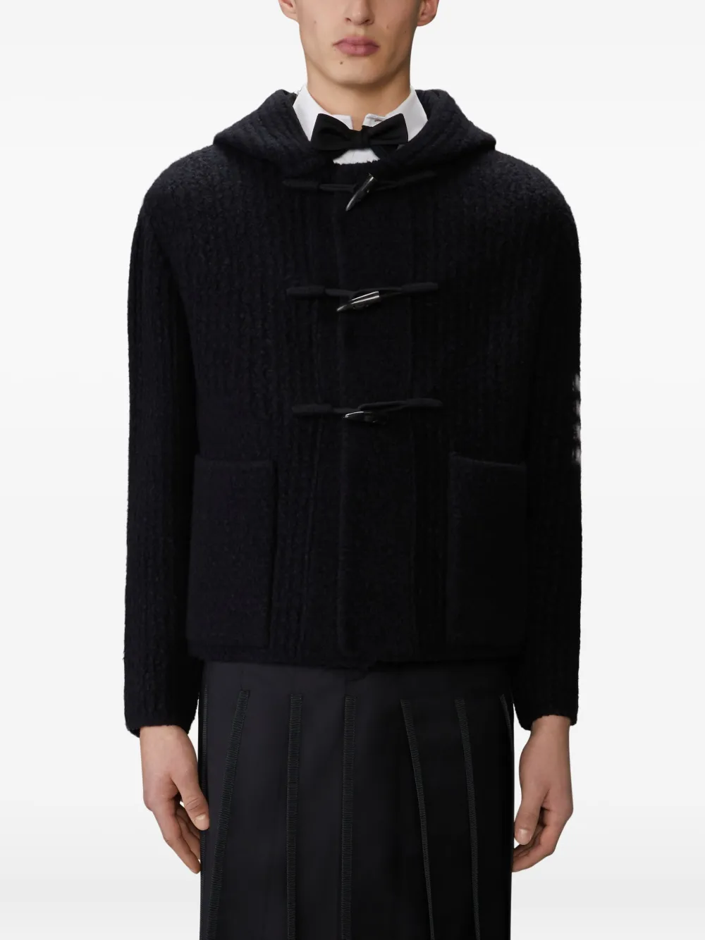 Thom Browne toggle-fastening hooded jacket Zwart