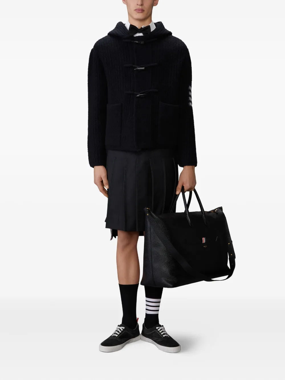 Thom Browne toggle-fastening hooded jacket Zwart