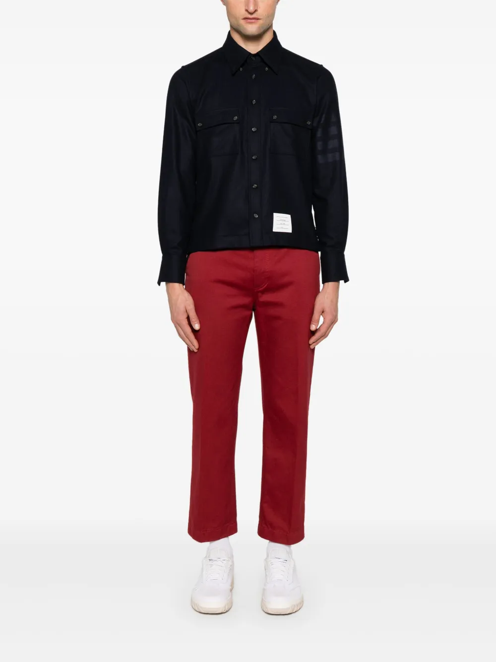 Thom Browne Gestreept flanellen overhemd - Blauw