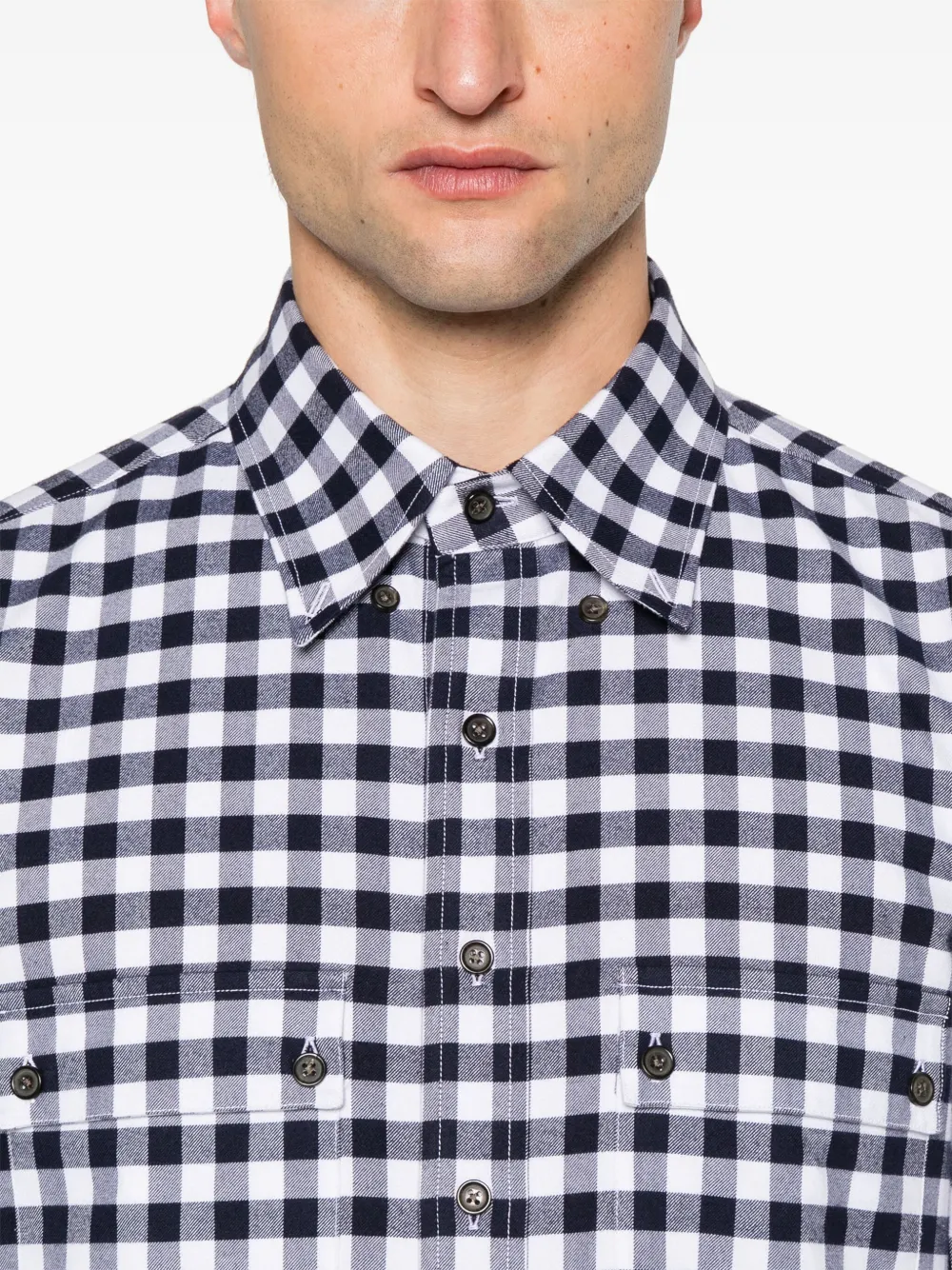 Thom Browne Poloshirt met gingham ruit Blauw