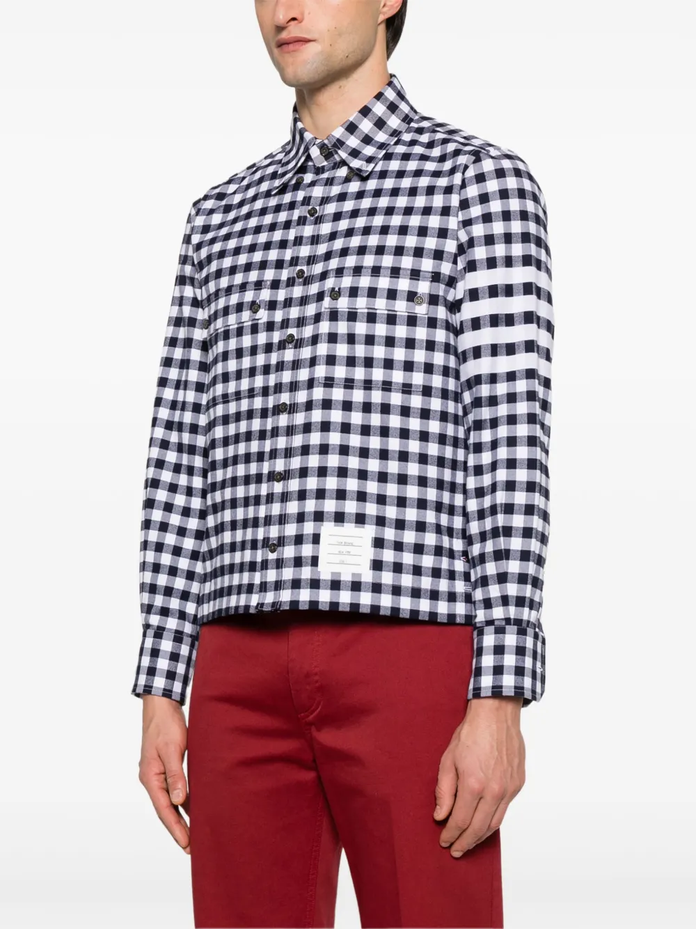 Thom Browne Poloshirt met gingham ruit Blauw