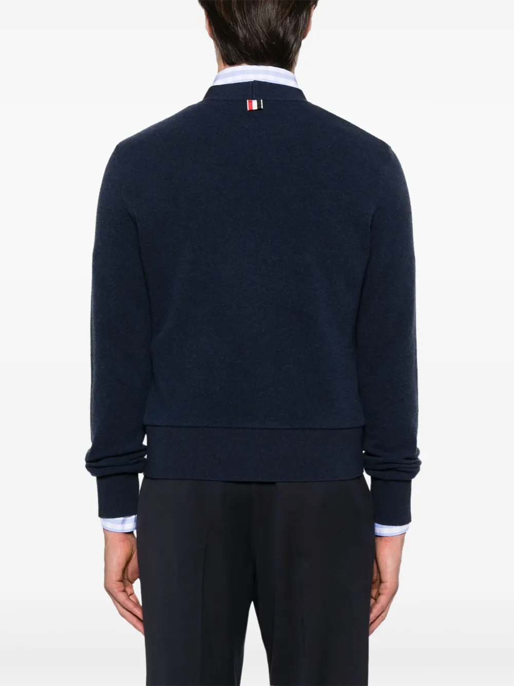 Thom Browne V-neck Silk Cardigan In Blue