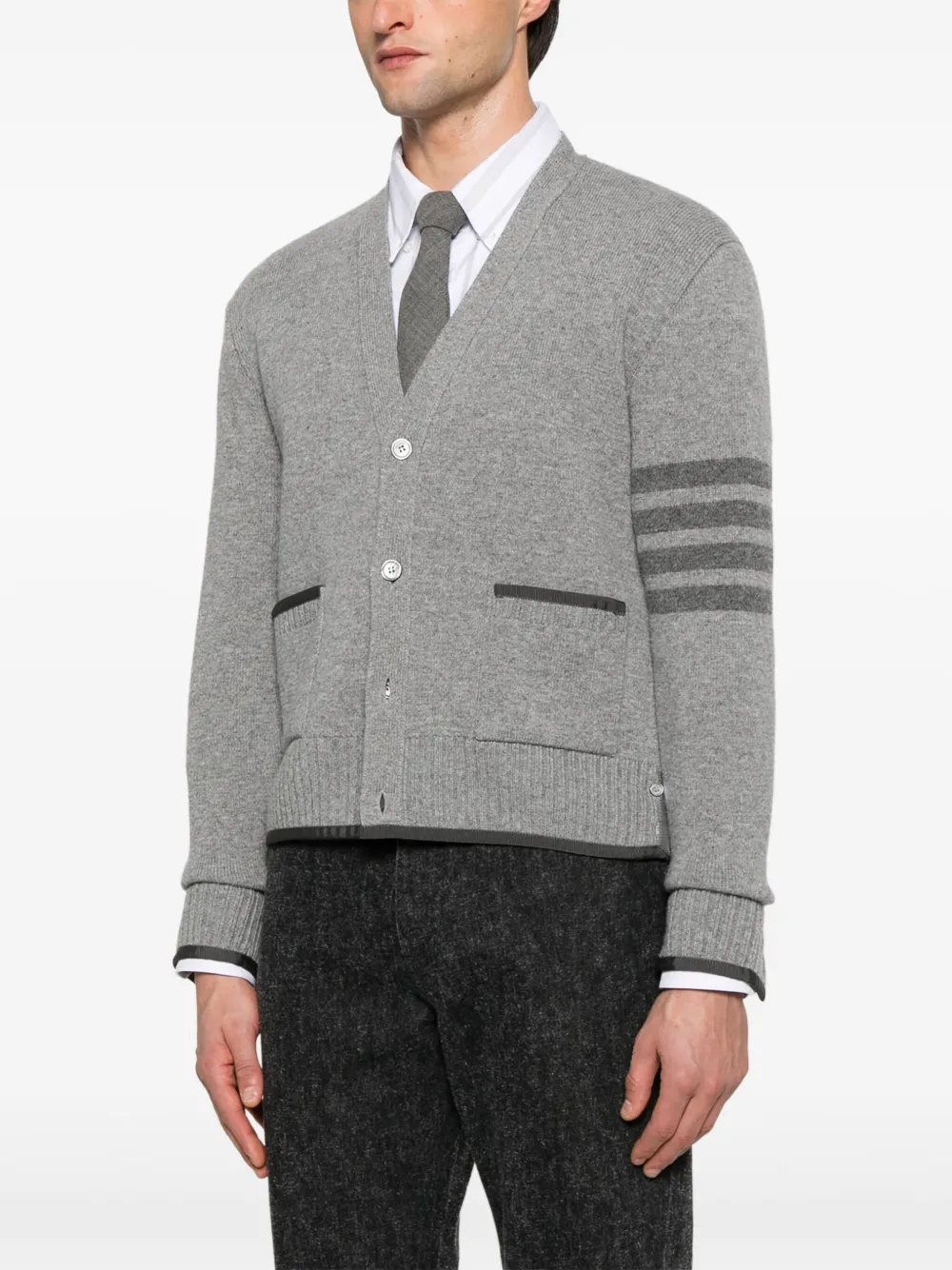 Thom Browne 4 Bar gestreept vest met grosgrain afwerking Grijs