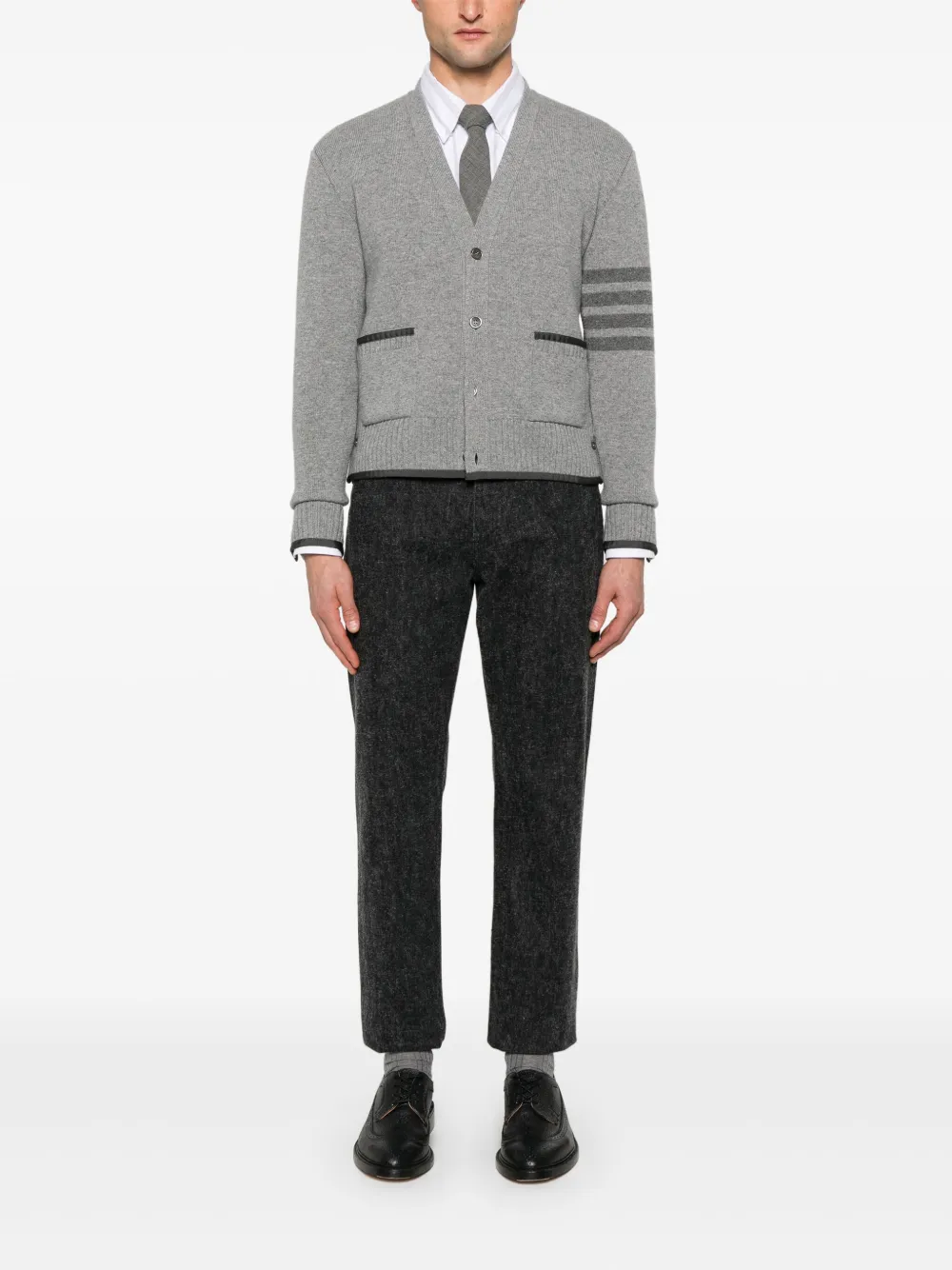 Thom Browne 4 Bar stripe grosgrain tipping cardigan | Cardigans | Image 2