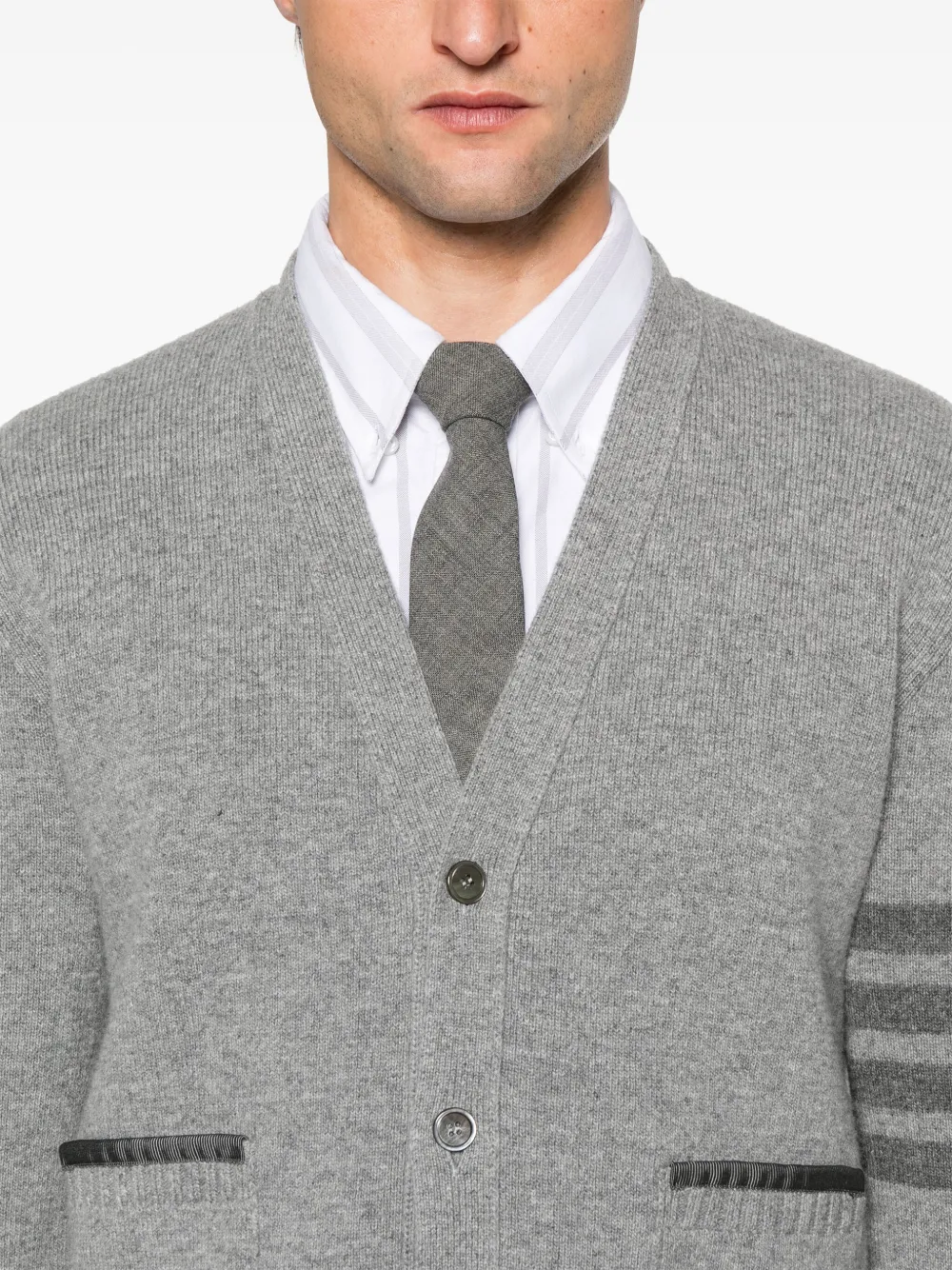 Thom Browne 4 Bar gestreept vest met grosgrain afwerking Grijs