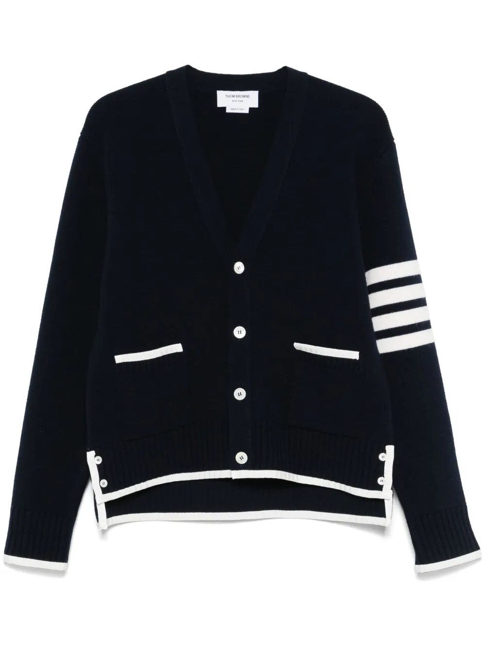 Thom Browne 4-Bar stripe virgin wool cardigan | Blue | Image 1