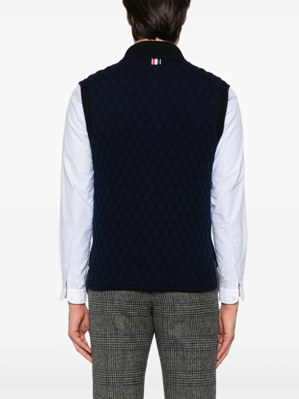 Thom Browne Bodywarmer met RWB-streep detail Blauw