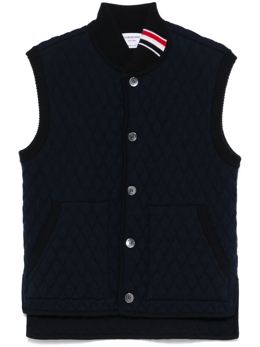 Thom Browne RWB stripe-detail quilted vest | Blue | Image 1