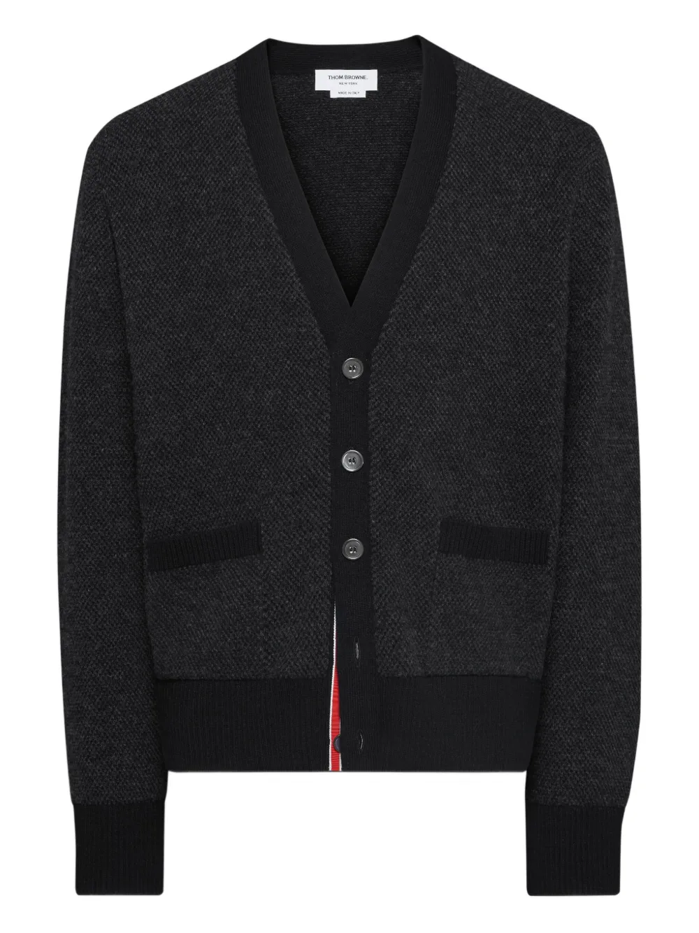 Thom Browne Knitted V-neck Cardigan In Black