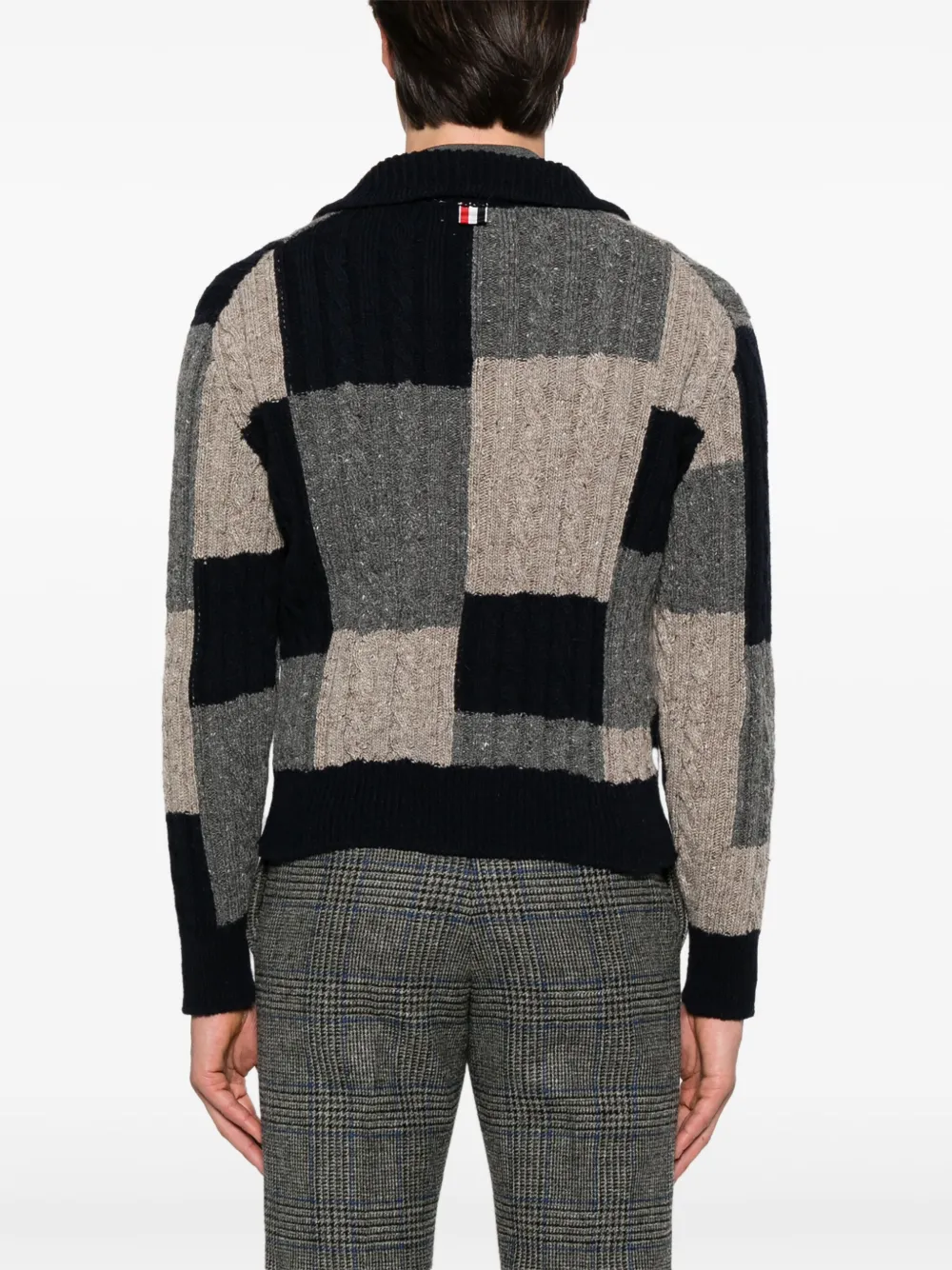 Thom Browne Kabelgebreid vest met patchwork Blauw