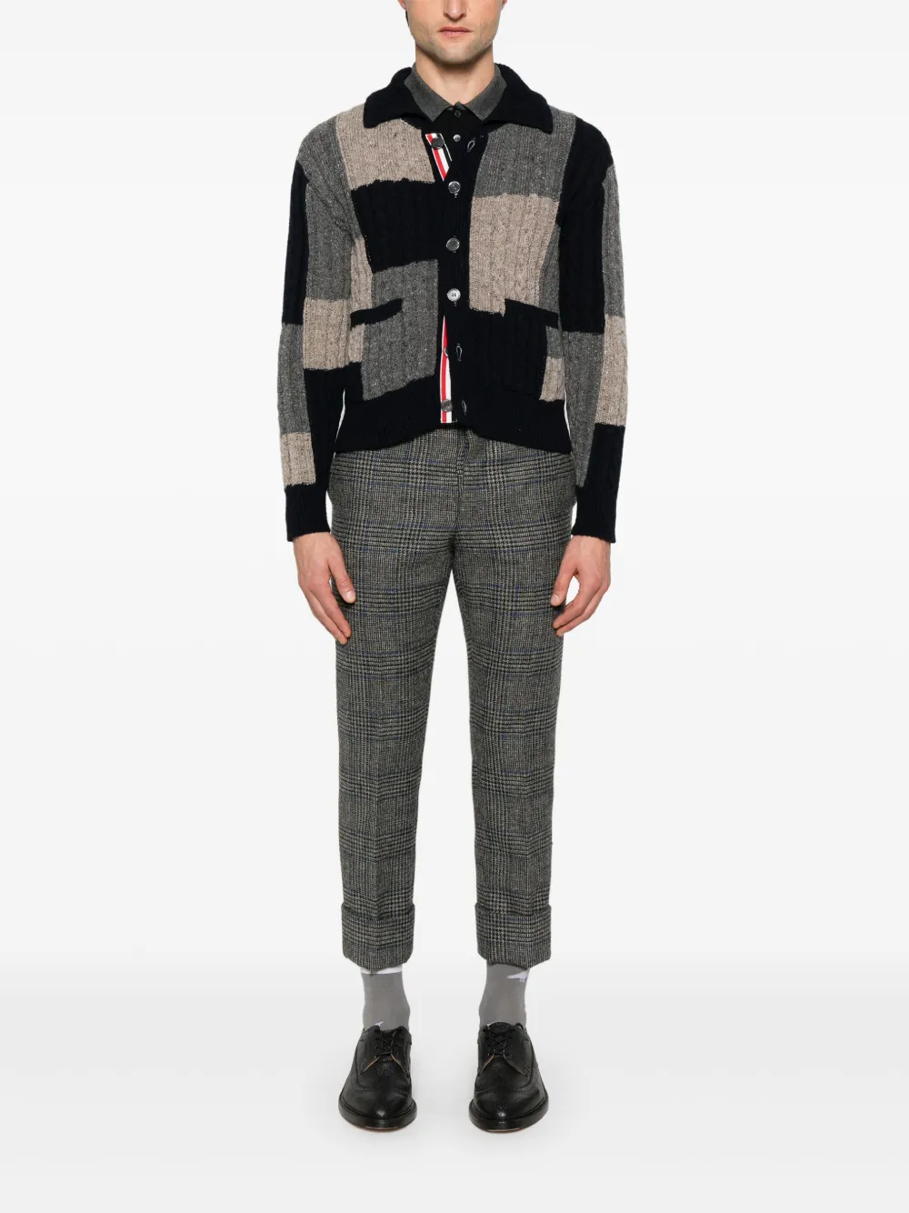 Thom Browne cardigan en maille torsadée à design patchwork | Cardigans | Image 2