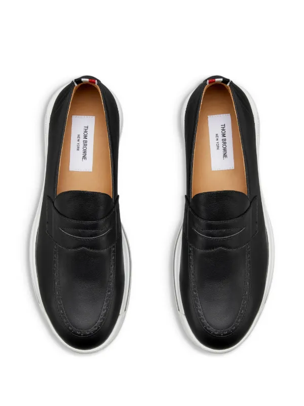 Thom Browne Leather Loafer Sneakers | Black | FARFETCH AZ