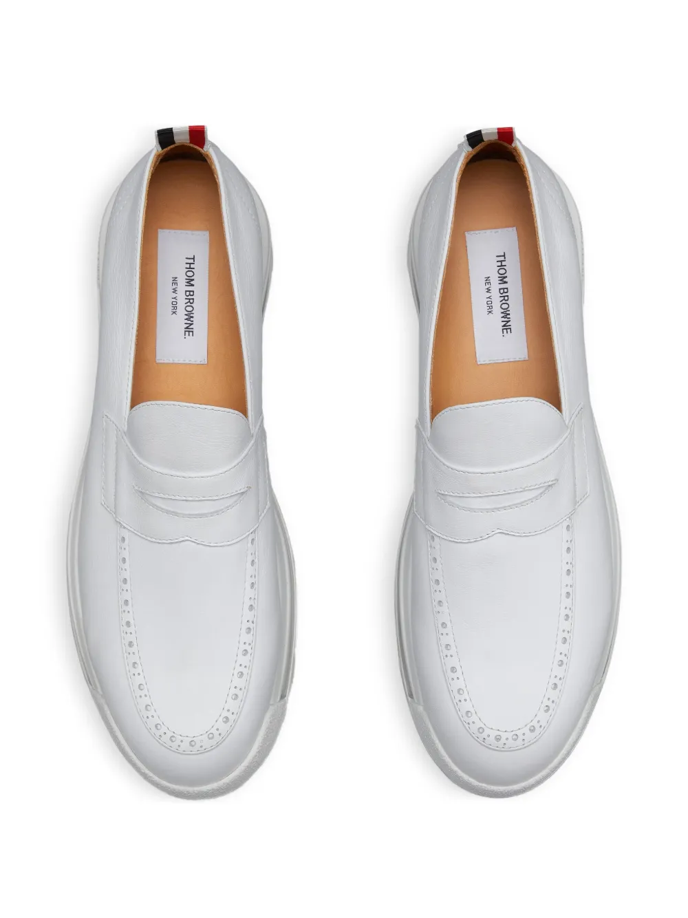 Thom Browne leather loafer sneakers White